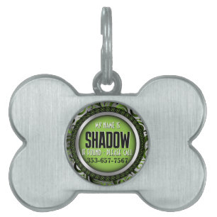 Médaillons Pour Animaux Domestiques Argent et vert citron vert   Personnaliser
