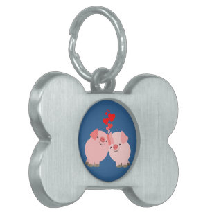 Médaillons Pour Animaux Domestiques Balise de cochons de dessin mignon dans l'amour po