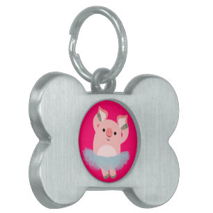Médaillons Pour Animaux Domestiques Balise de dessin mignon Ballerina Pig Pet