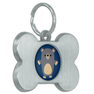 Médaillons Pour Animaux Domestiques Balise de l'ours de caricature bleu mignon