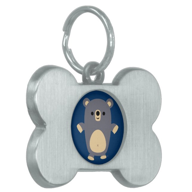 Médaillons Pour Animaux Domestiques Balise de l'ours de caricature bleu mignon (Devant gauche)