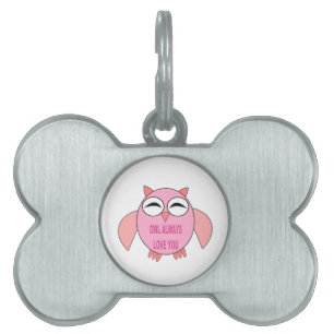 Médaillons Pour Animaux Domestiques Balise de message d'amour mignonne Owl Pet