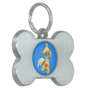 Médaillons Pour Animaux Domestiques Balise Fleur bleue et joli dessin animé Pony Pet