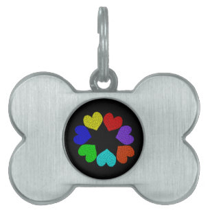 Médaillons Pour Animaux Domestiques Balise Floral Rainbow Love Hearts Pet