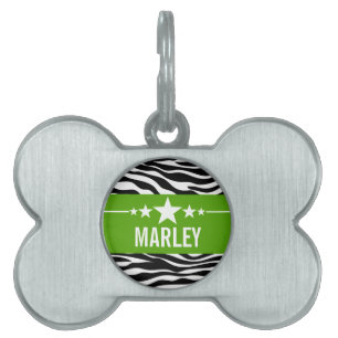 Médaillons Pour Animaux Domestiques Balise Green Sassy Star Zebra Pet