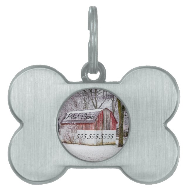 Médaillons Pour Animaux Domestiques Balise Neige à la grenade rouge (Devant)