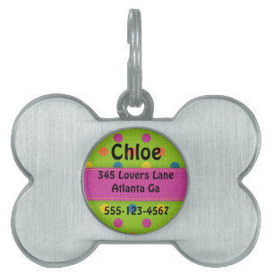 Médaillons Pour Animaux Domestiques Balise Pointe Polka personnalisée Chien os
