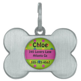 Médaillons Pour Animaux Domestiques Balise Pointe Polka personnalisée Chien os