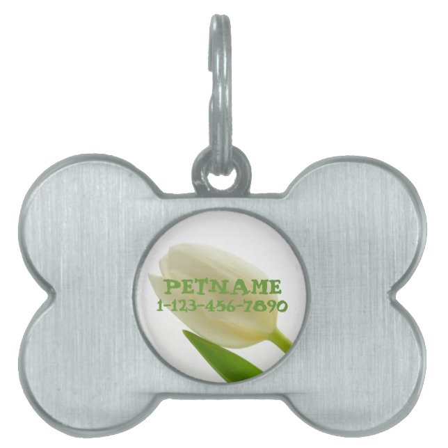 Médaillons Pour Animaux Domestiques Balise pour animal de compagnie Tulip blanc (Devant)