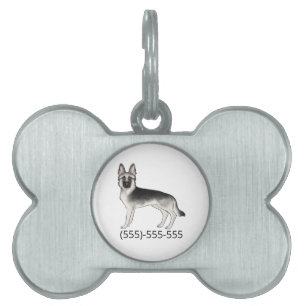 Médaillons Pour Animaux Domestiques Berger allemand GSD Silver Sable et numéro