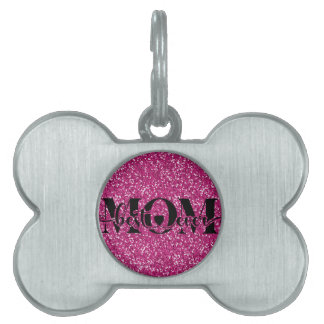 Médaillons Pour Animaux Domestiques Best mom ever, glitter, pink, custom