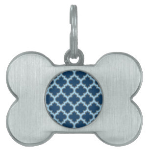 Médaillons Pour Animaux Domestiques Bleu et Bébé Bleu Trellis, treillis, Quatrefoil