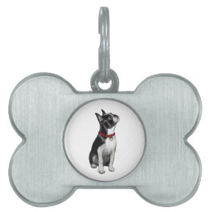 Médaillons Pour Animaux Domestiques Boston Terrier (A) - regardant vers le haut