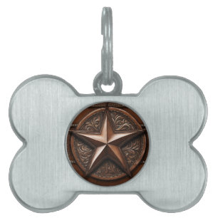 Médaillons Pour Animaux Domestiques Brown Cowboy Rustique Western Country Texas Star