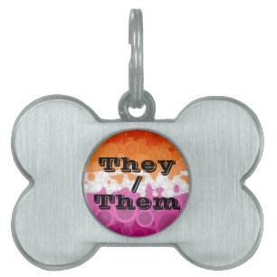 Médaillons Pour Animaux Domestiques Bubbly personnalisable Pronoun Drapeau de la fiert