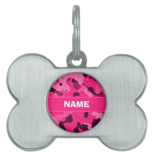 Médaillons Pour Animaux Domestiques Camo rose profond ; Camouflage (Devant)