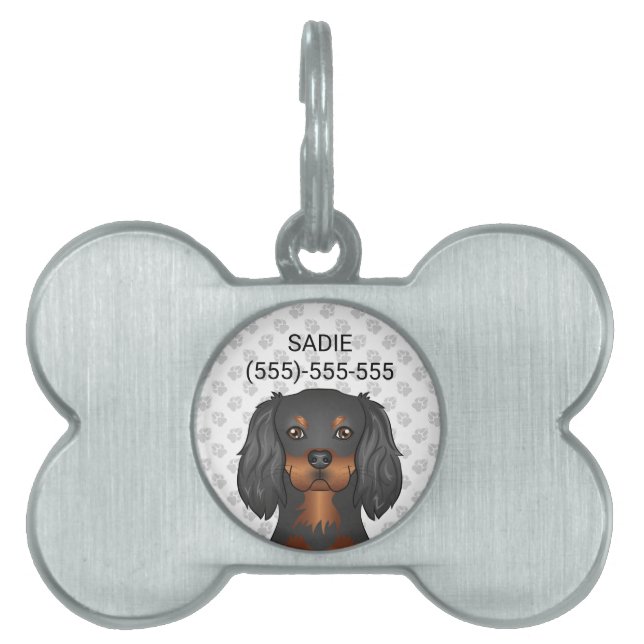 Médaillons Pour Animaux Domestiques Cavalier King Charles Spaniel noir et feu & Texte (Devant)