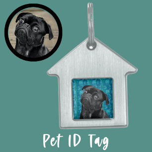 Médaillons Pour Animaux Domestiques Charme de visage de Pug noir mignon Amour de chi