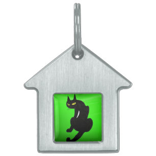 Médaillons Pour Animaux Domestiques CHAT NOIR, Émeraude verte