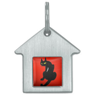 Médaillons Pour Animaux Domestiques CHAT NOIR, Rubis rouge
