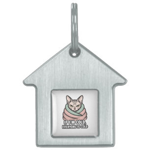 Médaillons Pour Animaux Domestiques Chat Sphynx Grincheux Art Cartoonique Humour Froid