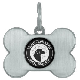 Médaillons Pour Animaux Domestiques Chien Epileptique Chien Noir Silhouette & Info pou