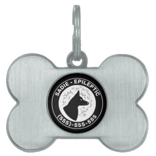Médaillons Pour Animaux Domestiques Chien Noir Aux Oreilles Dressées Alerte Chien Épil