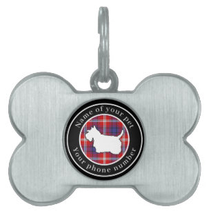 Médaillons Pour Animaux Domestiques Chien Scottie Ainslie Tartan Personnalisé