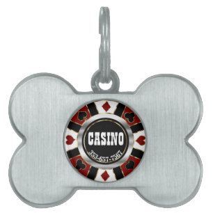 Médaillons Pour Animaux Domestiques Chip de poker en rouge foncé PERSONNALISER