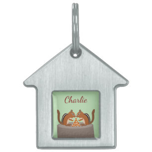 Médaillons Pour Animaux Domestiques Chipmunks chatte Automne Personnalisé Nom de l'ani