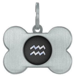Médaillons Pour Animaux Domestiques Chrome like Aquarius Zodiac Sign on snake