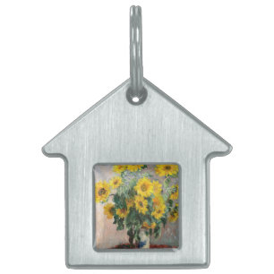 Médaillons Pour Animaux Domestiques Claude Monet Bouquet de Tournesols 1881 Art