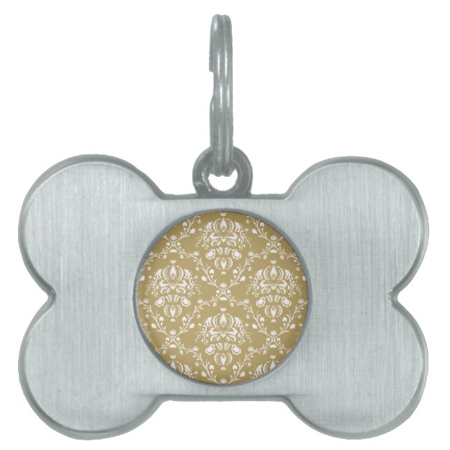 Médaillons Pour Animaux Domestiques Cocoa and Cream Damask (Devant)