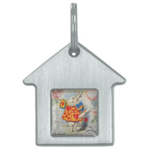 Médaillons Pour Animaux Domestiques Cœurs de Lapin Blanc Alice Classique