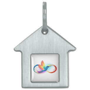 Médaillons Pour Animaux Domestiques Colibri arc-en-ciel avec symbole Infinity