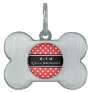 Médaillons Pour Animaux Domestiques Coral Red, What Pois Black Name Monogramme