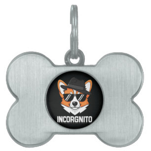 Médaillons Pour Animaux Domestiques Corgi Furtif Incognito en Lunettes de Soleil