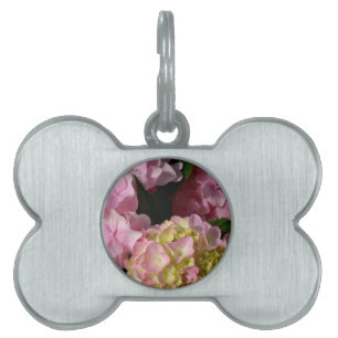 Médaillons Pour Animaux Domestiques Crème rose Hydrangeas jaune rose vert floral