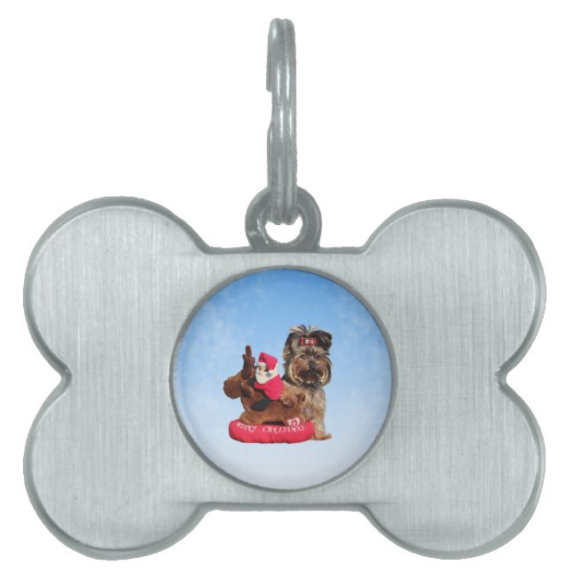 Médaillons Pour Animaux Domestiques Cute Yorkshire Terrier Joyeux Noël (Devant)