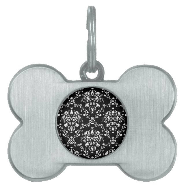 Médaillons Pour Animaux Domestiques Damas noir et blanc (Devant)