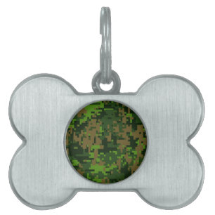 Médaillons Pour Animaux Domestiques Décor de Camouflage vert numérique de style Woodla