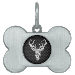 Médaillons Pour Animaux Domestiques Décor de cerf d'argent sur l'impression en fibre d