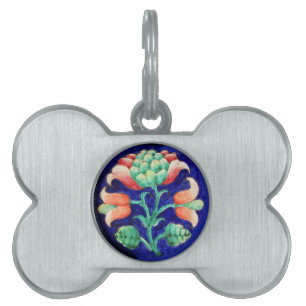 Médaillons Pour Animaux Domestiques DÉCOR FLEURI Bleu, Rose, Vert