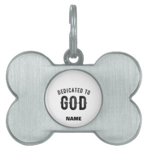 MÉDAILLONS POUR ANIMAUX DOMESTIQUES DÉDIÉ À DIEU COOL PERSONNALISABLE NOIR TEXTE