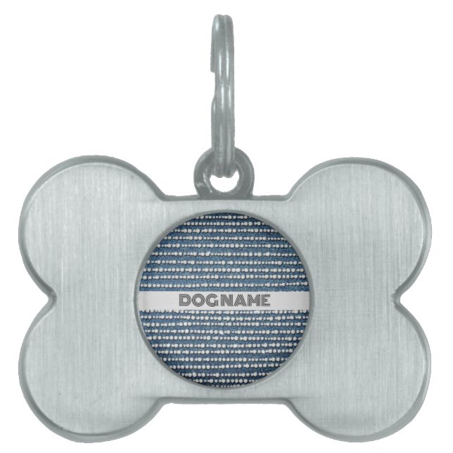 Médaillons Pour Animaux Domestiques Denim et diamants Rhinestones Chic Festive Bling (Devant)