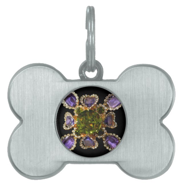 Médaillons Pour Animaux Domestiques Diamants d'améthyste violet Emeralds bijoux (Devant)
