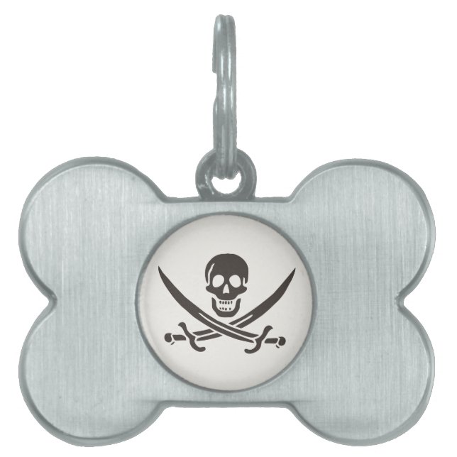 Médaillons Pour Animaux Domestiques Drapeau de crâne obsidien Drapeau de pirate Calico (Devant)