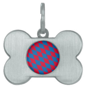 Médaillons Pour Animaux Domestiques Drapeau diamant Bavière bleu et rouge Motif