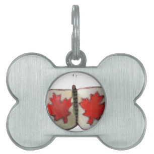 Médaillons Pour Animaux Domestiques Drapeau national du Canada : Papillon Feuille