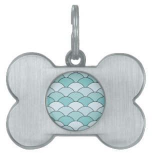 Médaillons Pour Animaux Domestiques Écailés de dragon, éventails, vagues, Seigaiha, bl